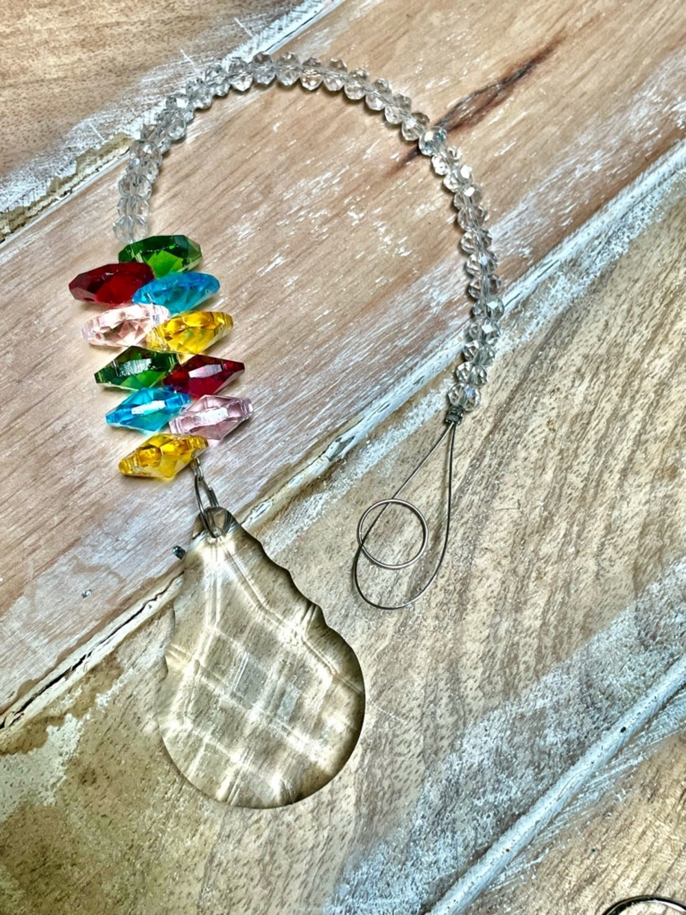 Handmade Crystal Suncatcher with Multicolor Prisms